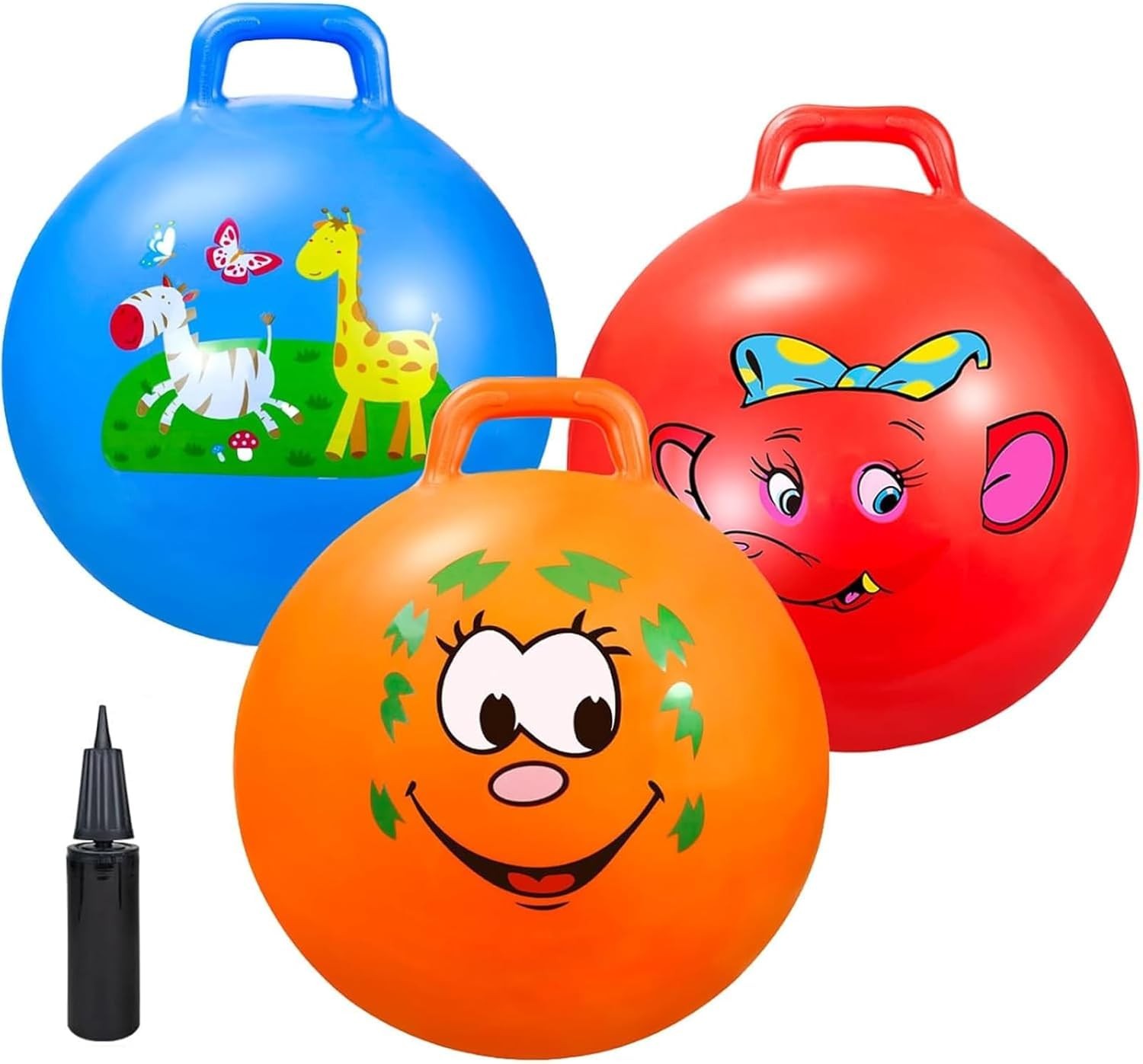 Ynanimery Bouncy Balls w/ Handle for Kids 3-8, Ride On Jumping Hopper Balls 3-Pa