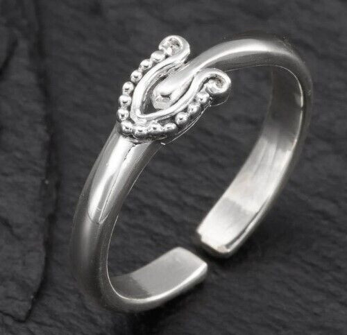 Solid Metal 925 Silver Women's Adjustable Toe Ring 14k White Gold Plated