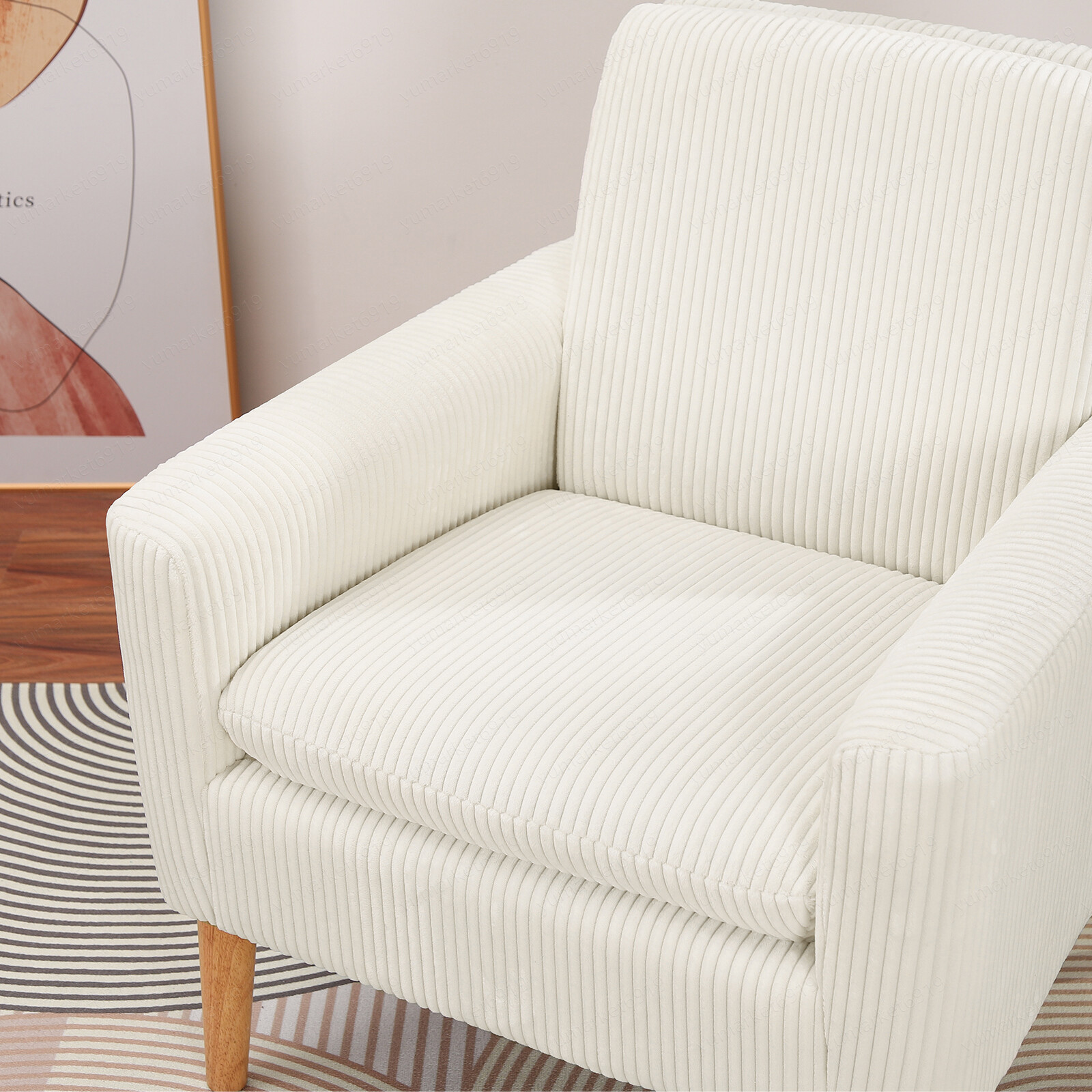 Modern Single Sofa Accent Chair Corduroy Fabric Armchair Comfy Chair Sturdy Legs