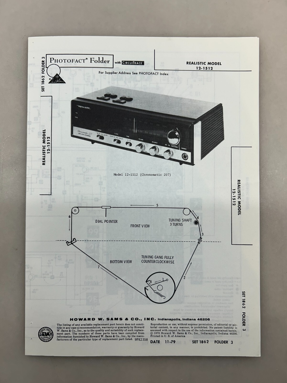Realistic 12-1512 Service Manual Sams Photofact Free Shipping