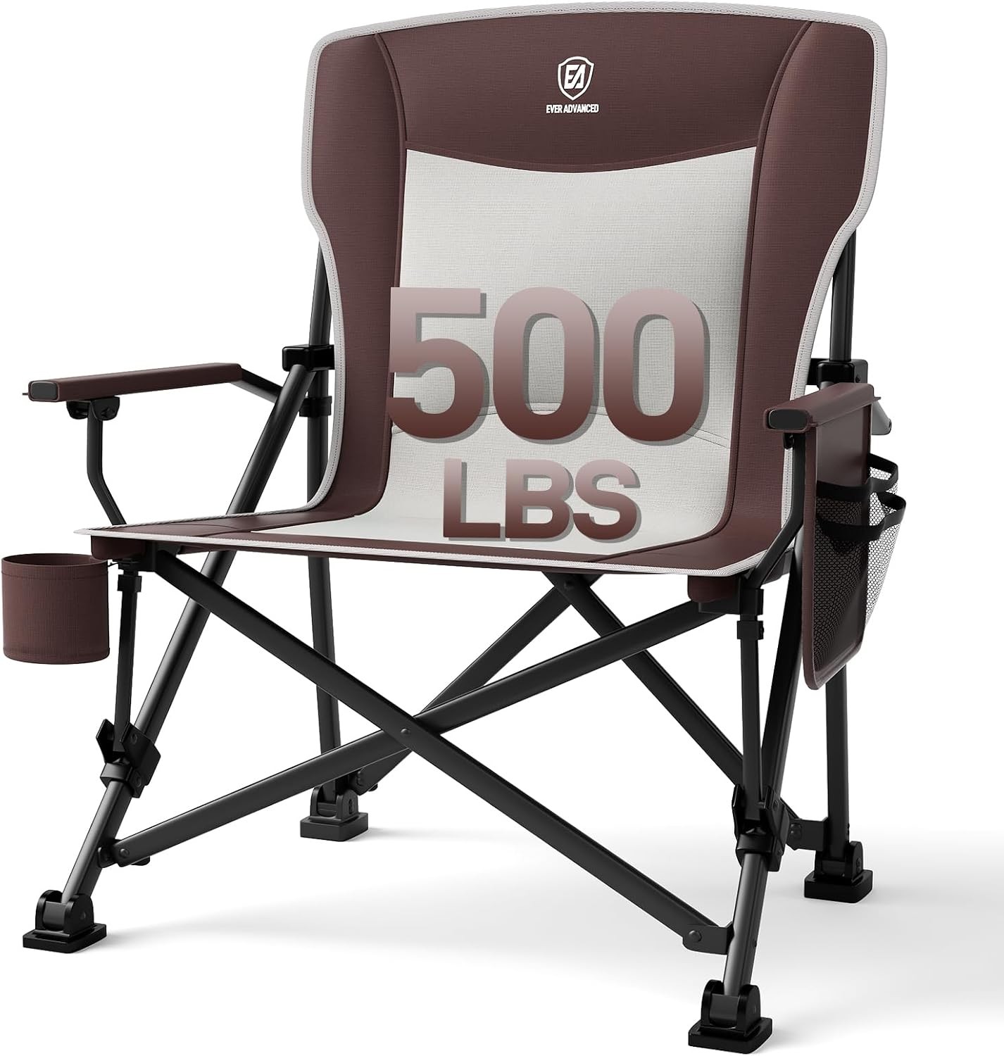 Oversized Folding Camping Chair for Adults Heavy Duty Lawn Chair with Side