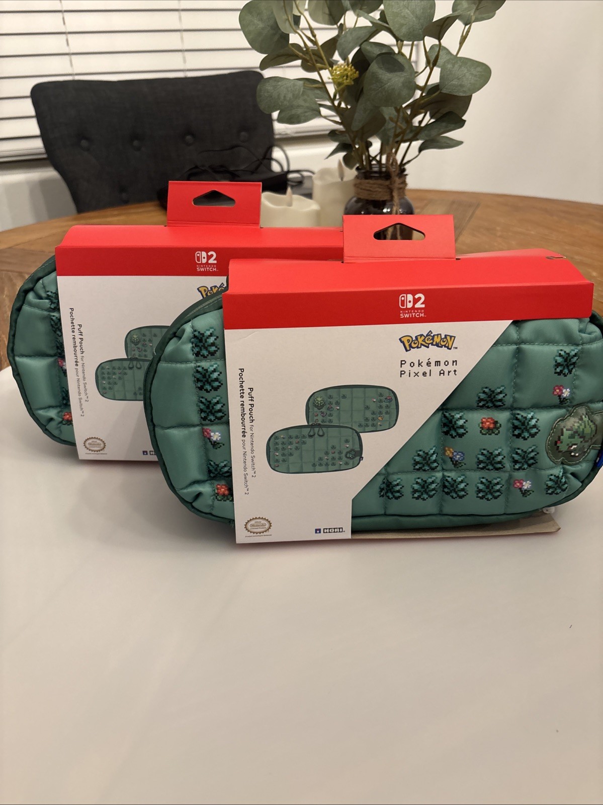 HORI Puff Pouch (Pokemon Pixel Green) for Nintendo Switch 2/OLED/Base Model Case
