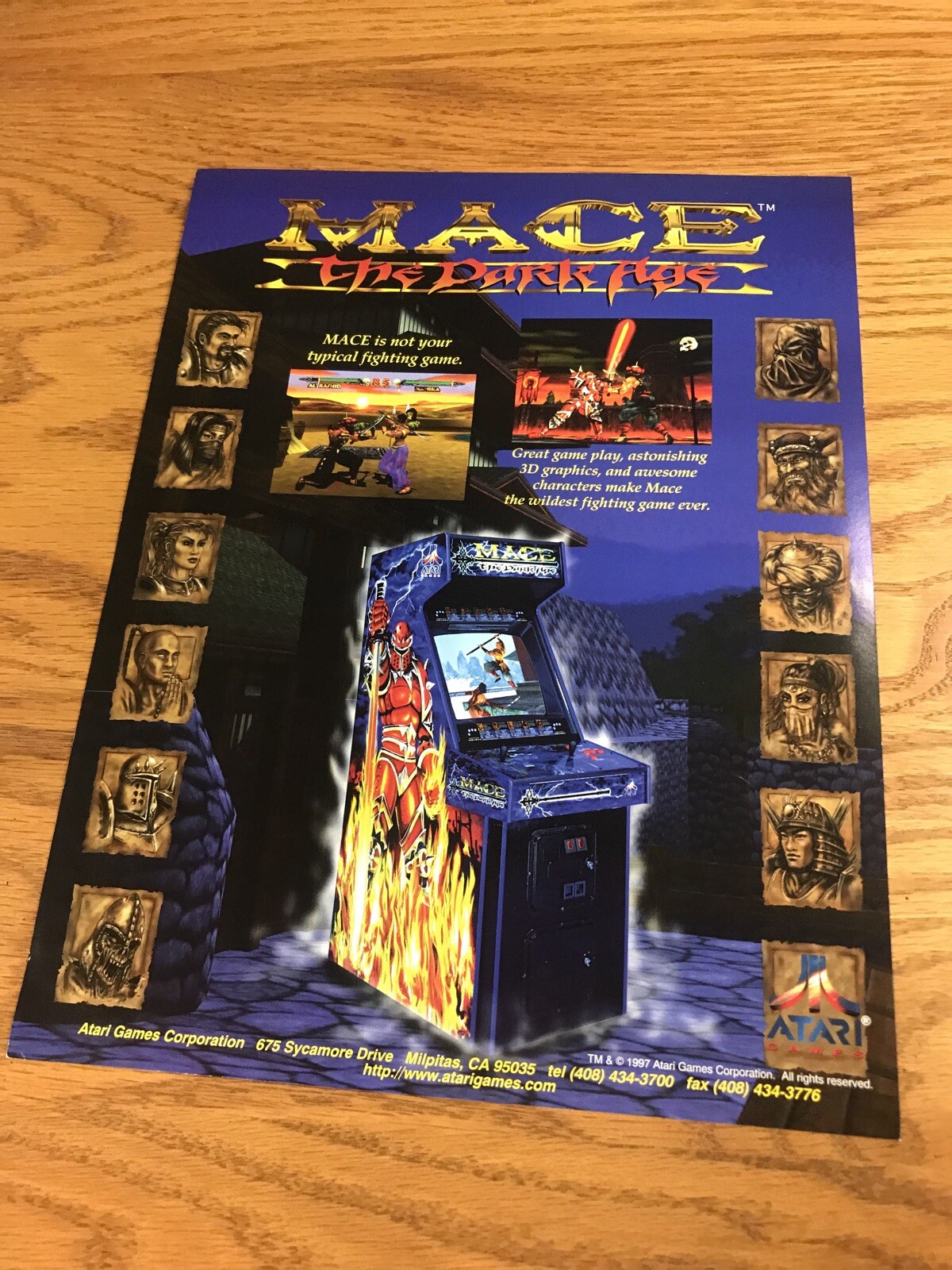 Atari MACE THE DARK AGE Arcade Video Game flyer - original