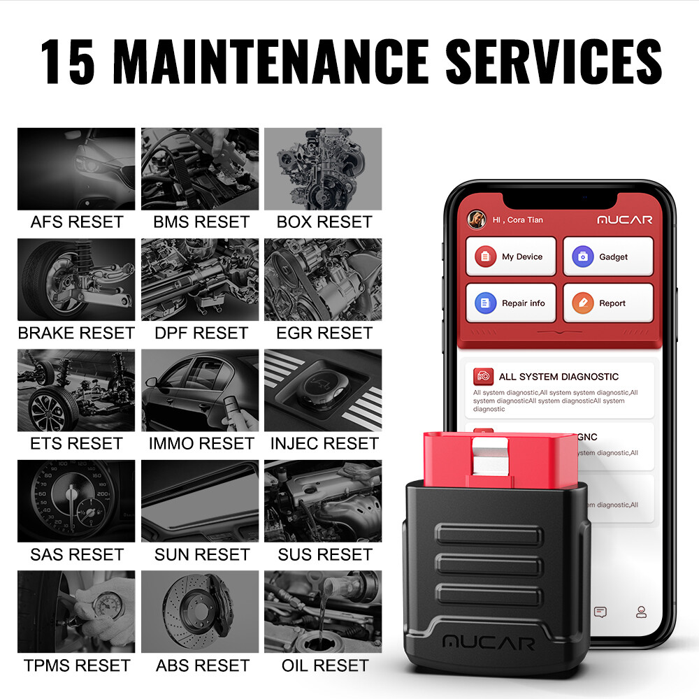 MUCAR BT200 OBD2 Scanner All System Diagnostic Tool OBD Code Reader ABS Oil