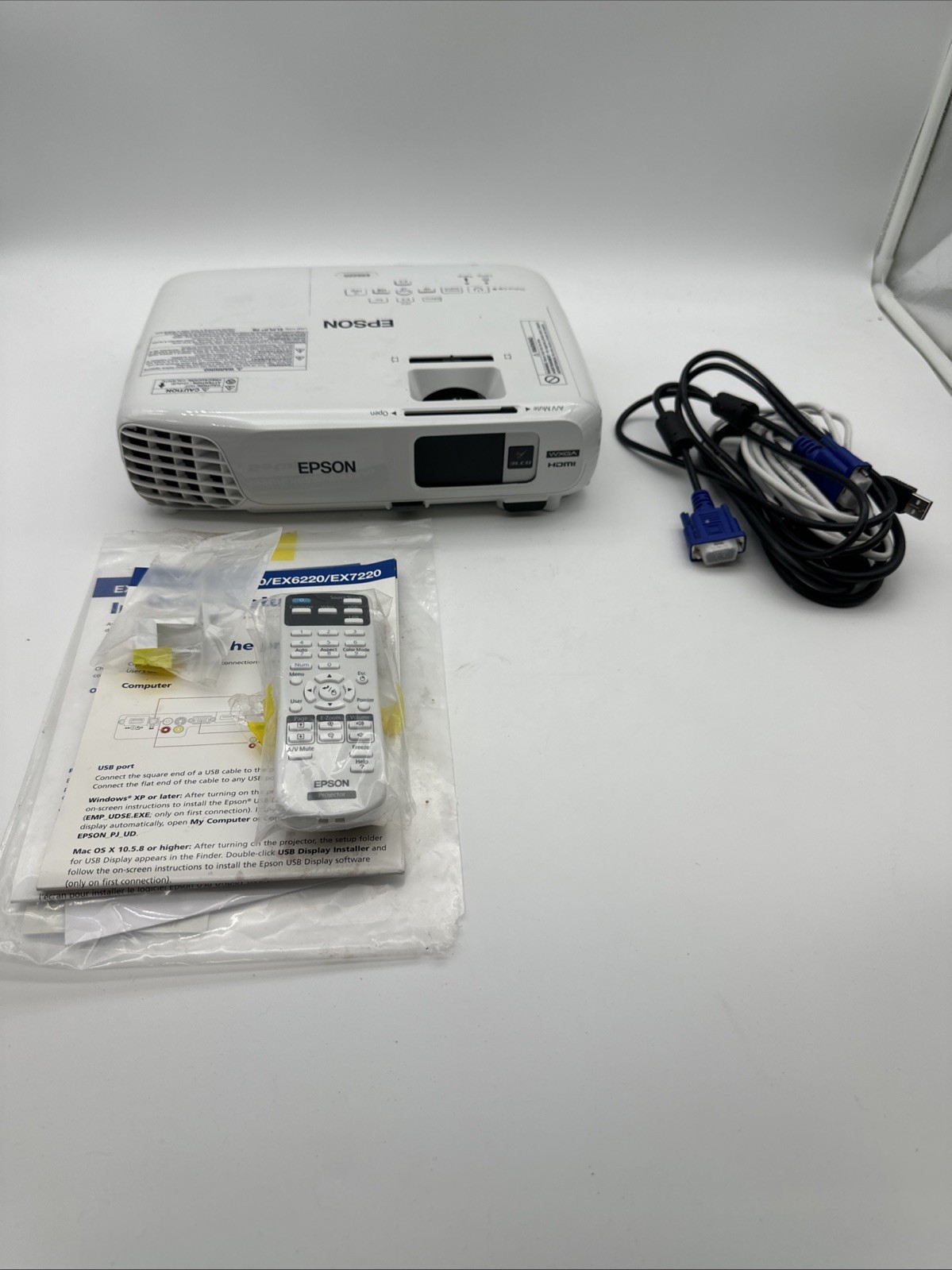 Epson EX6220 3LCD Projector Portable 3000 ANSI Home Theater 4k HDMI w/Remote