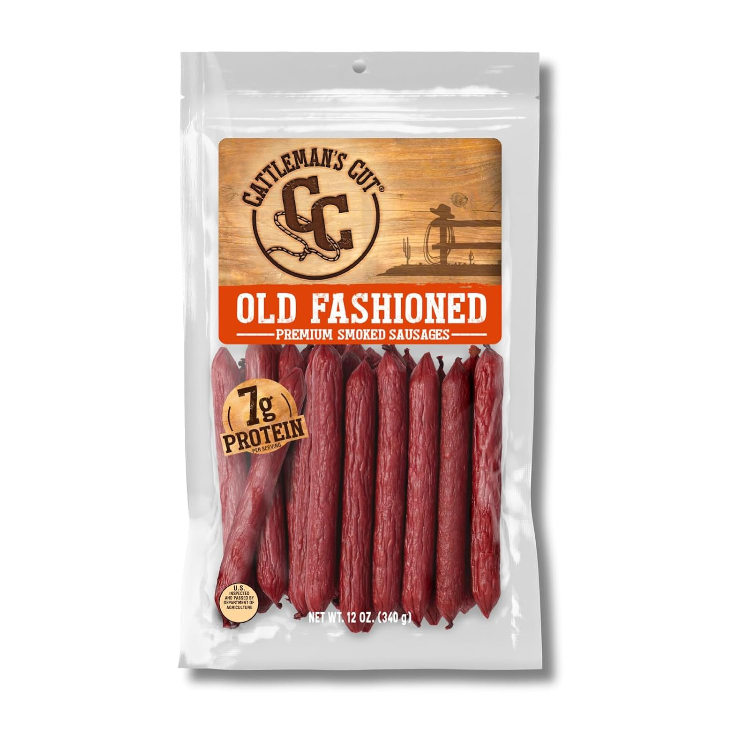 Cattleman'S Cut Old Fashioned Smoke Sausage Meat Sticks, Premium Protein Snacks,
