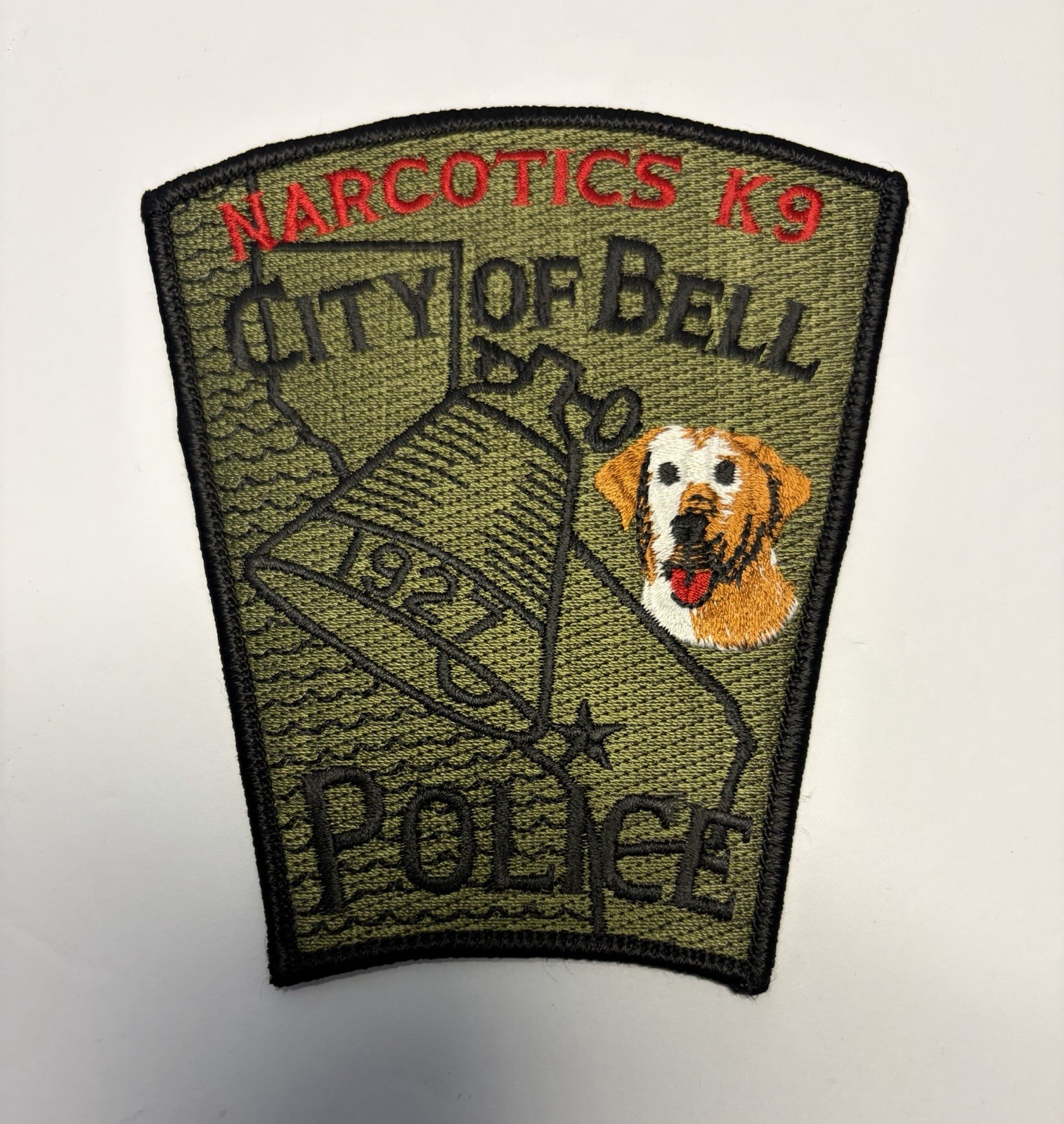 CALIFORNIA BELL POLICE NARCOTICS K9 PATCH SUBDUED SWAT LOS ANGELES COUNTY #D34