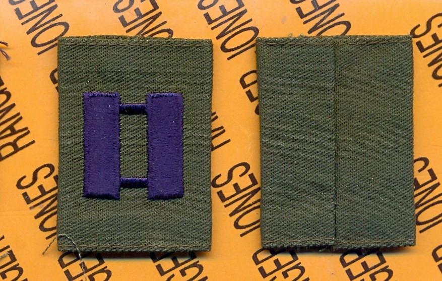 USAF Air Force Captain CPT 0-3 OD Green & Blue slip on rank patch