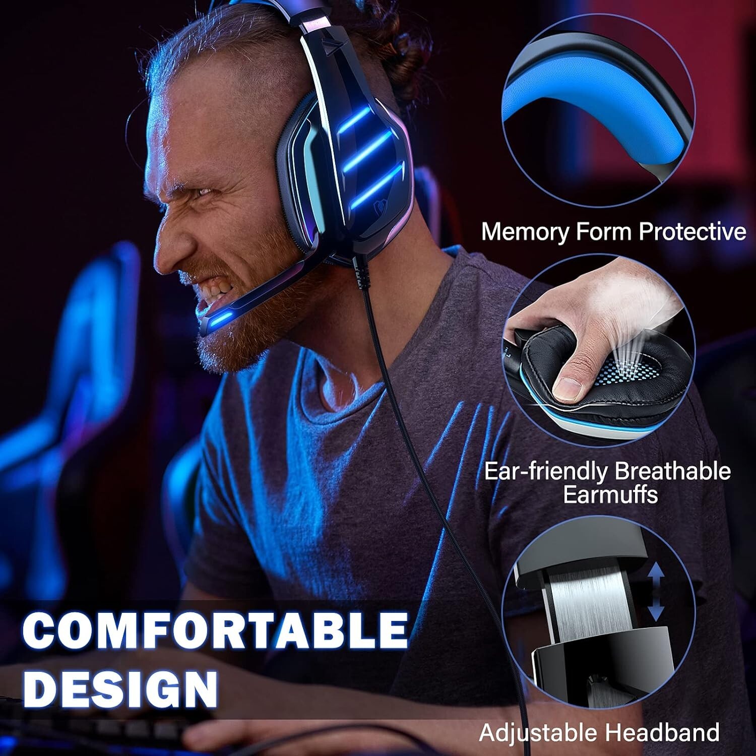 Beexcellent GM-3 Gaming Headset: 7.1 Surround Sound - Lightweight Aluminum Frame