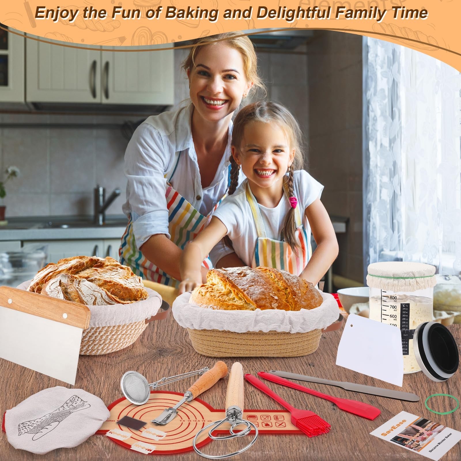Sourdough Starter Kit - Complete Bread Baking Supplies, Proofing Baskets & Tools