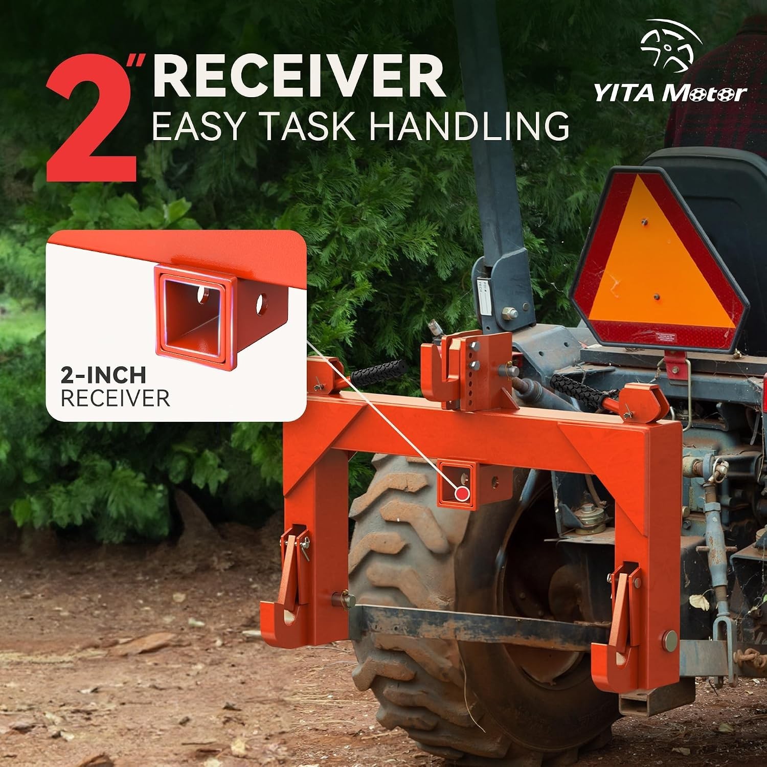 Adjustable 3 Point Quick Hitch Adapter with 2" Receiver for Category 1 Tractors