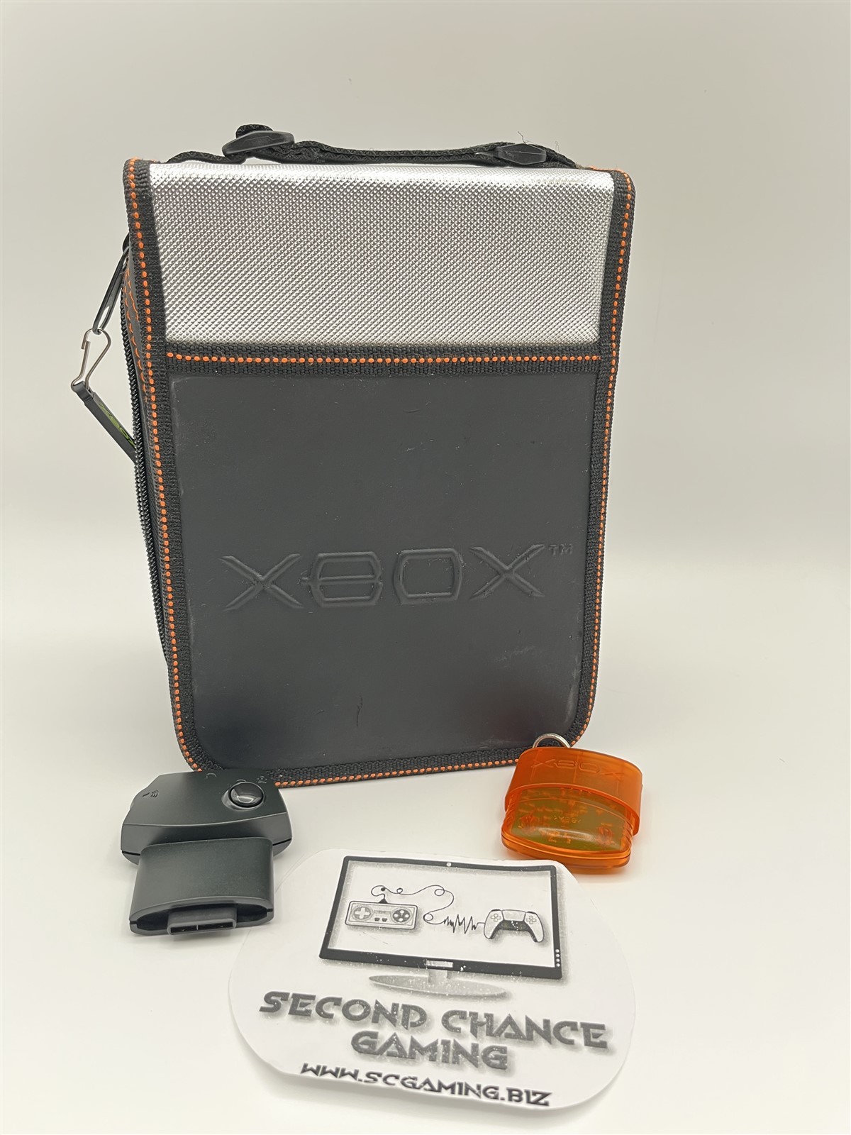 Original Microsoft XBOX Beta Tester Orange Memory Card Unit Communicator & Case