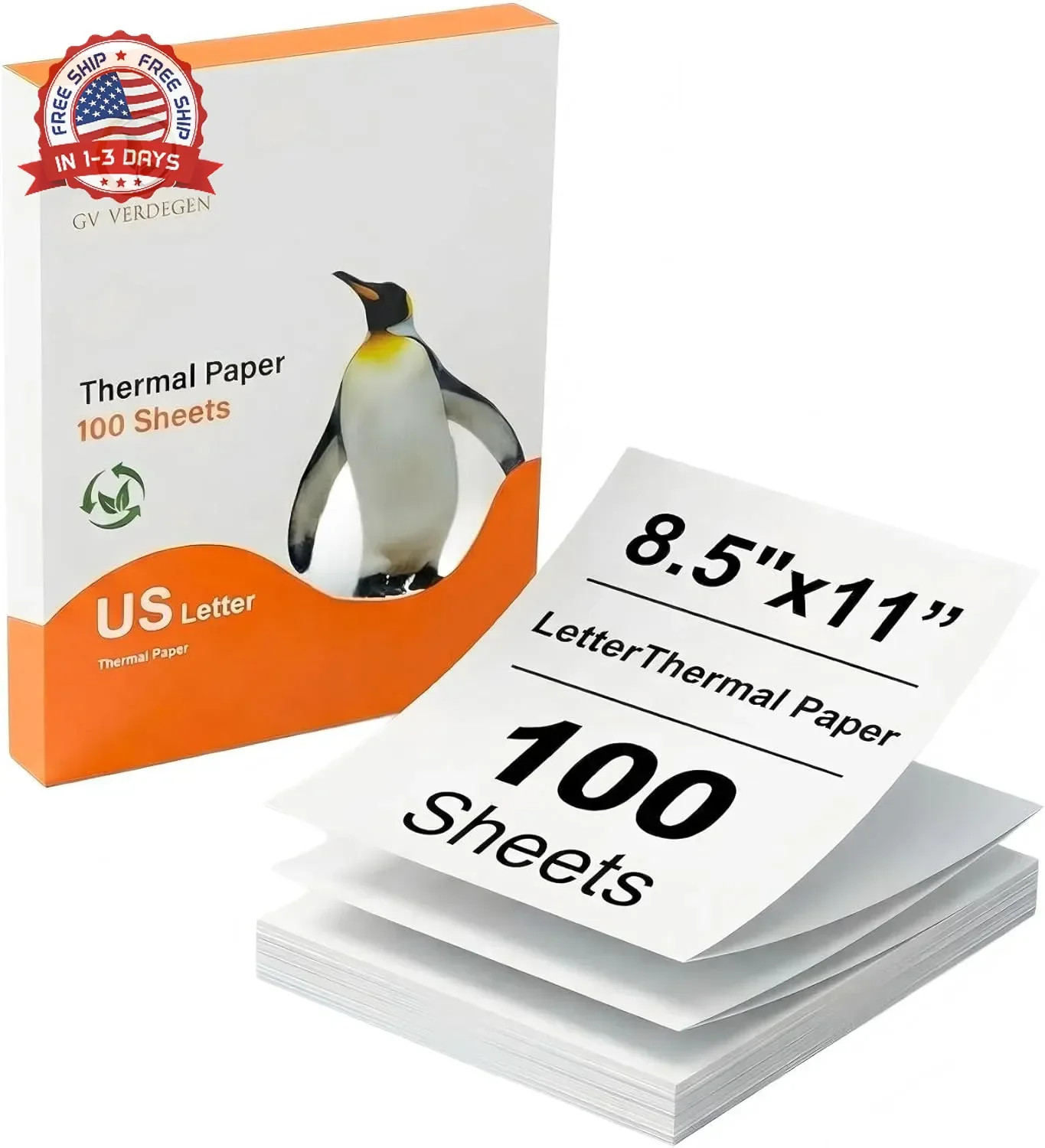Thermal Printing Paper 8.5x11 100 Sheets Waterproof Fade-Resistant for Document