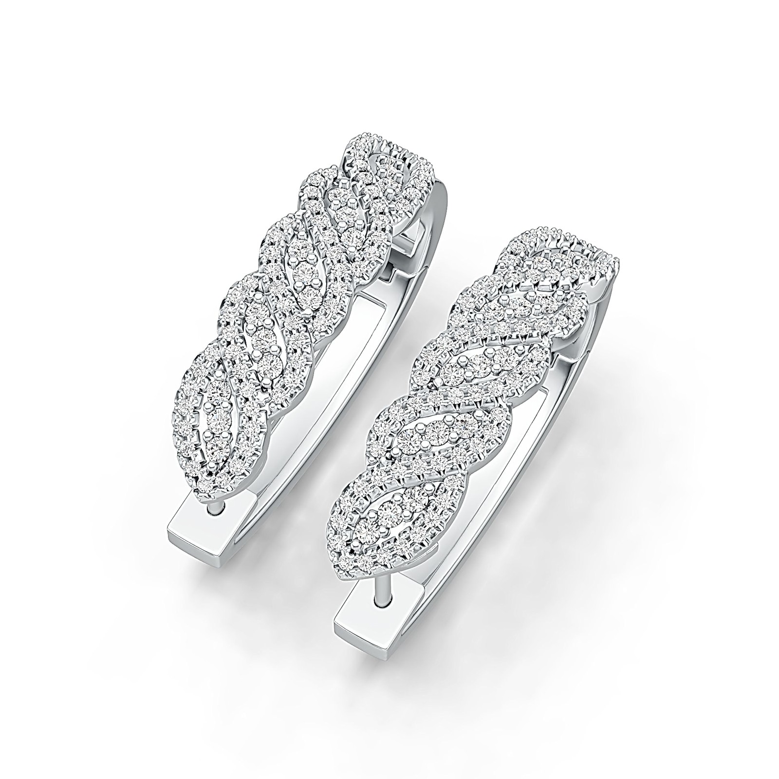 Sterling Silver Earrings Huggie Hoop with White Topaz or Moissanite