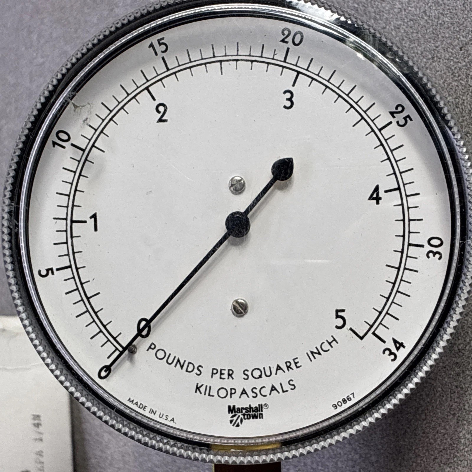 3.5” Marshalltown pounds per square inch (PSI) and kilopascals (kPa)