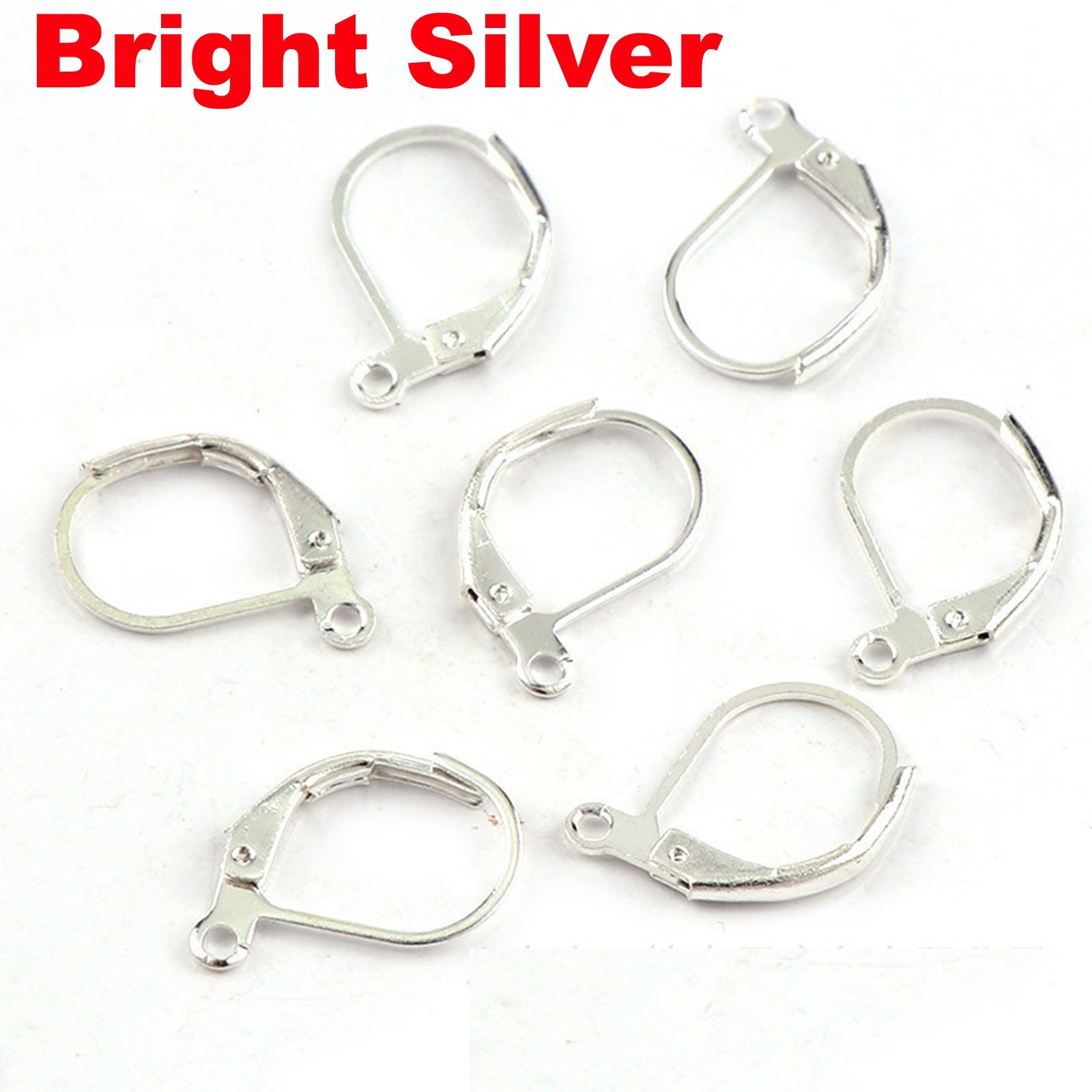 100 Silver Plated French Lever Back Earwire Ear Wire Earring Hook with Hoop