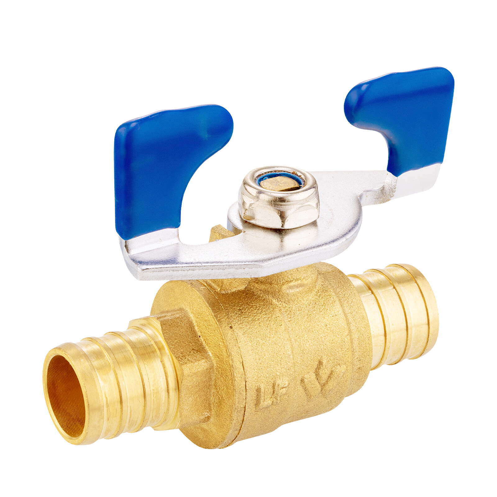 EFIELD 3/4"×3/4"Pex Butterfly Ball Valve Blue Handle Brass No Lead Free Shipping