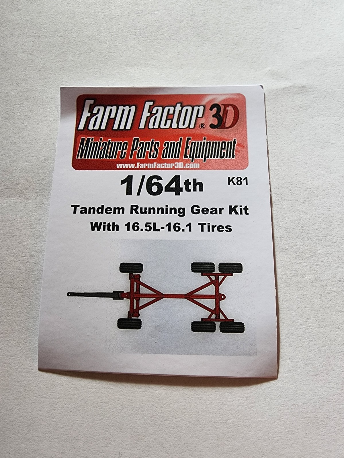 1/64 3D Printed Tandem Axle Running Gear Kit with 16.5-16.1 Tires
