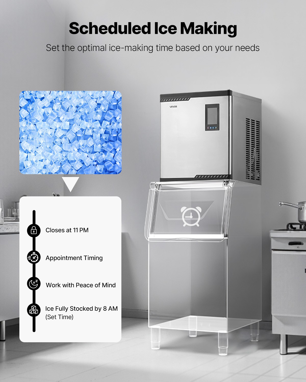 VEVOR Commercial Ice Maker Machine - Head 300 lbs/Day Self-Cleaning Ice Maker