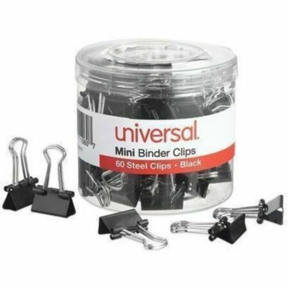Universal 11060 Mini Binder Clips, 1/4-Inch Capacity, 1/2-Inch 0.50, Black