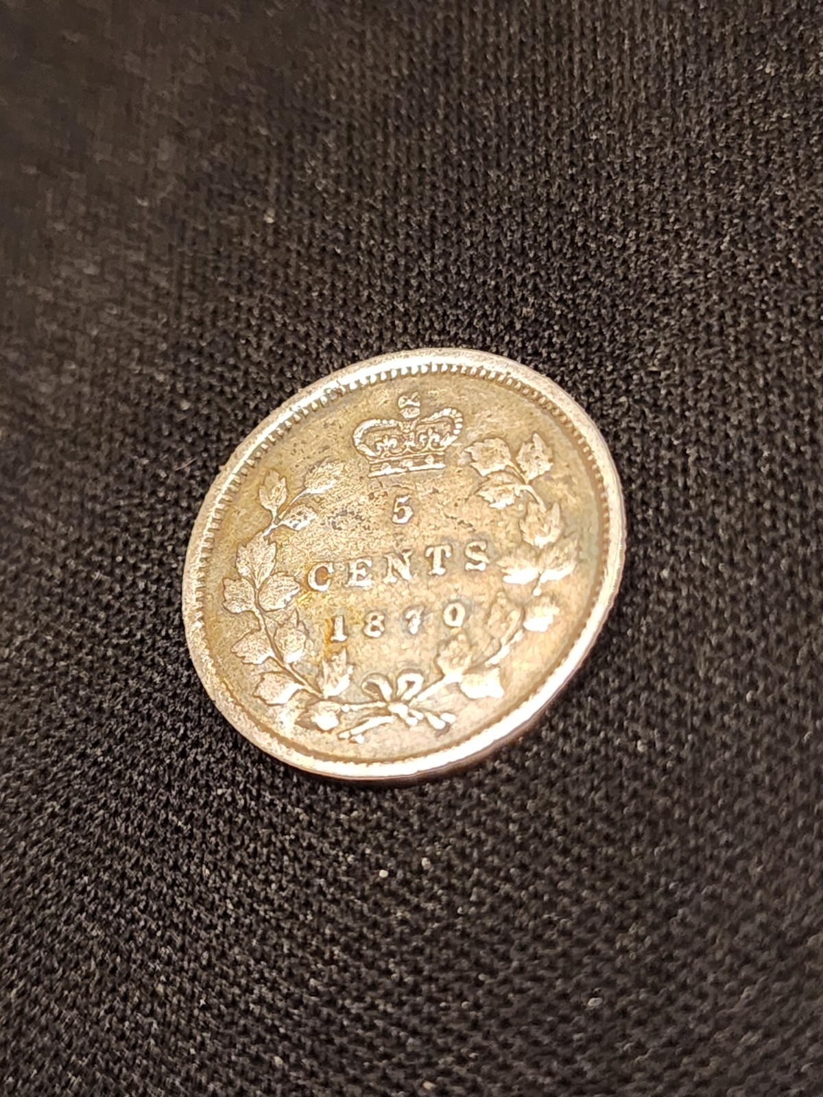 1870 Canada 5 Cents - Raised Border Silver Coin