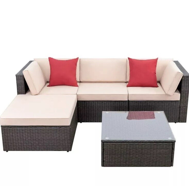 DEVOKO 5 PEICE ALL WEATHER OUTDOOR FURNITURE SET