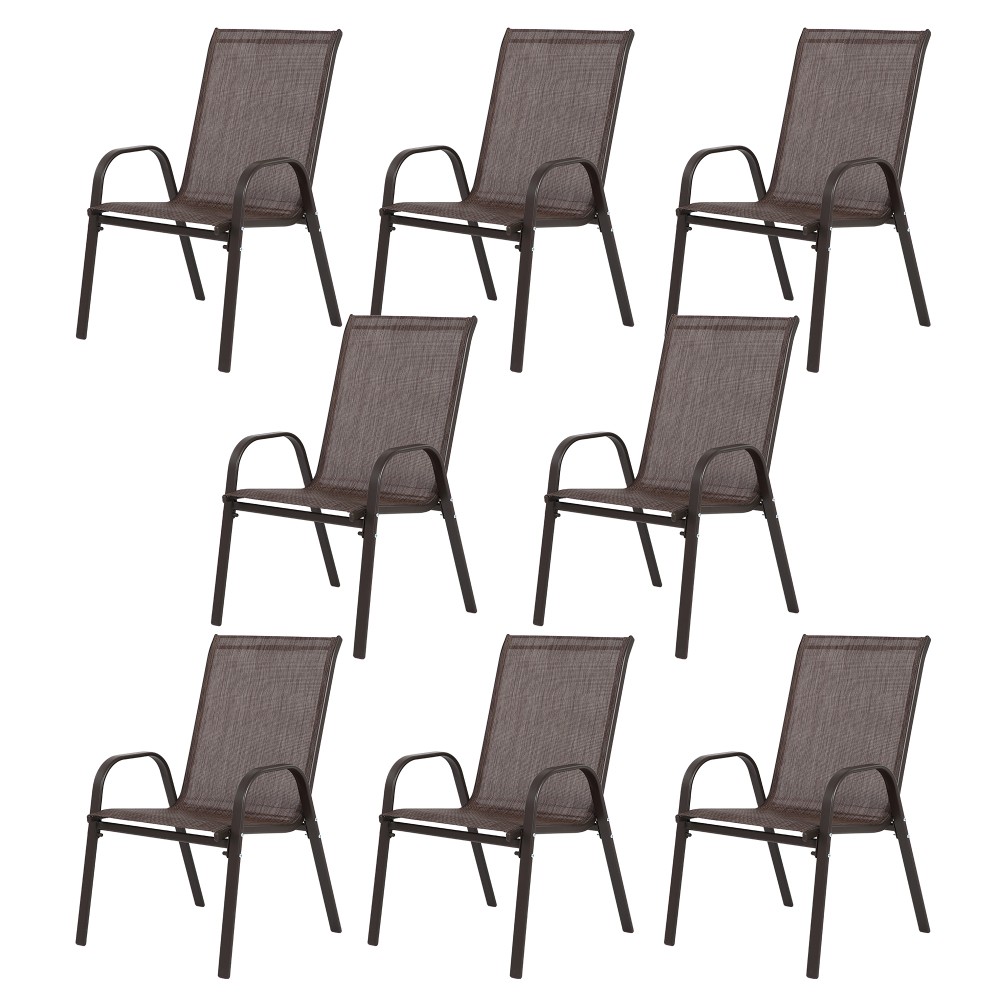 Set of 2 Patio Chairs Outdoor Camping Garden Armchairs Breathable Textilene