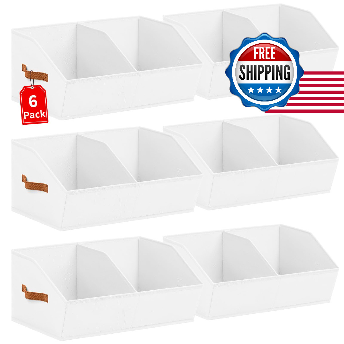 Homsorout Closet Organizers and Storage Bins - 6 Pack Collapsible Divided Trapez