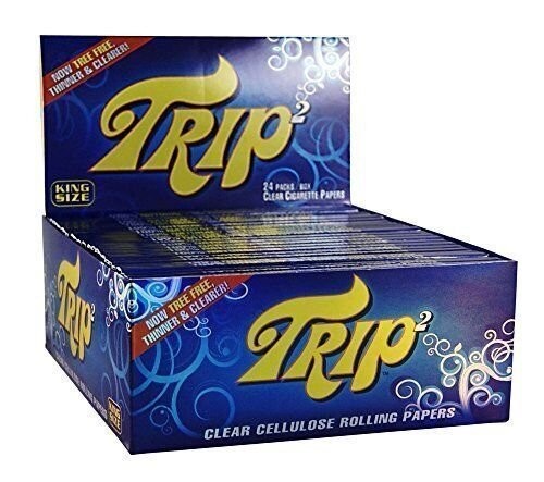 TRIP 2 KING SIZE Transparent Clear Cigarette Papers - 24 packs