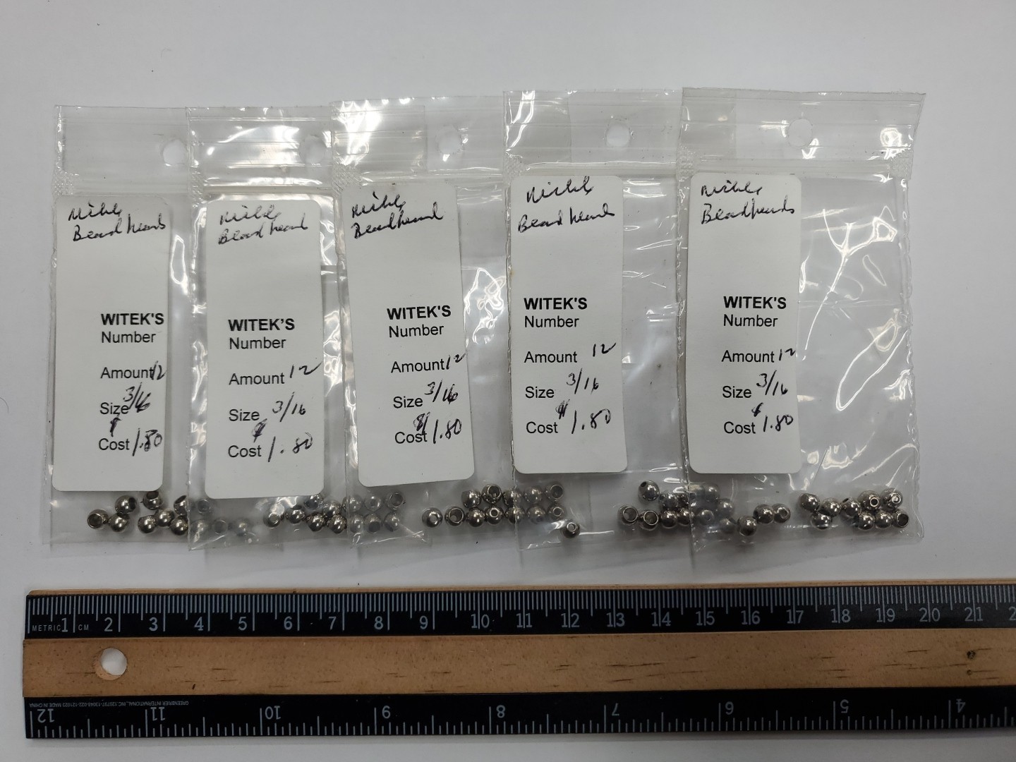 60 pcs. Nickle Beadhead 3/16" Fly Tying Material - New