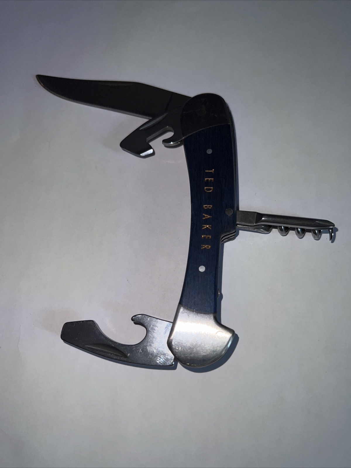TED BAKER LONDON 5-in-1 Multi-Tool Pen Knife w Cadet Blue Geo Pouch