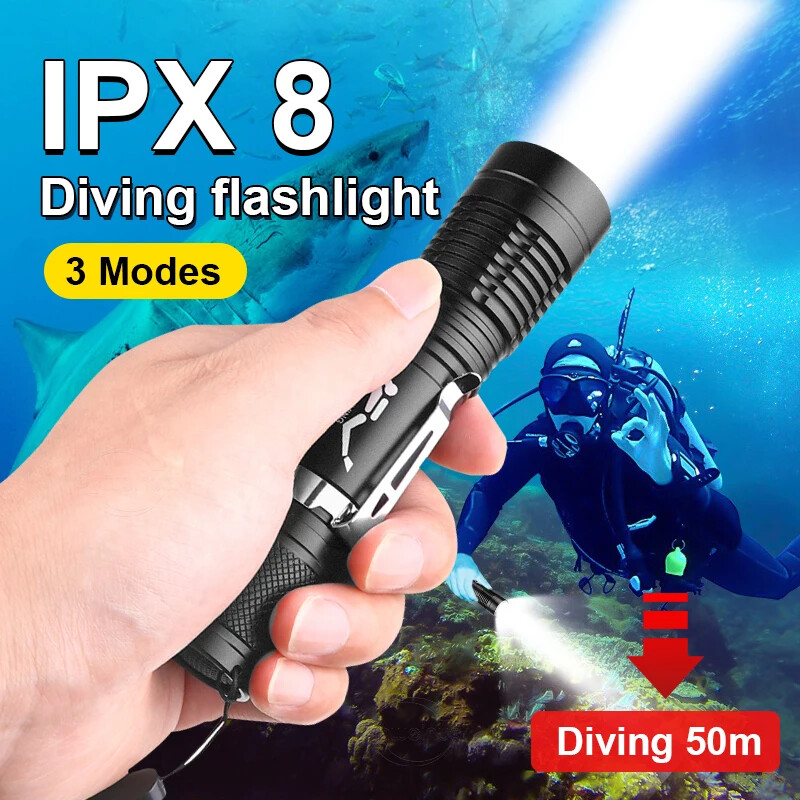 Diving Flashlight Led P70 Powerful Diving LanternDepth 50M Underwater Lamp