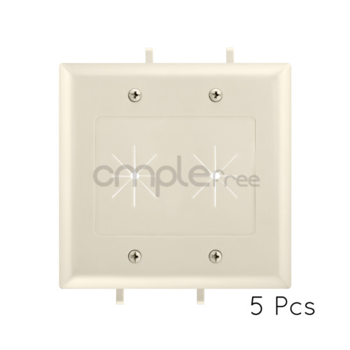 2 Gang Lite Almond Wall Plate With Flexible Opening  - Lot of 5 NEW