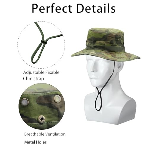Camo Boonie Hat for Men Women, Military Tactical Wide Brim One Size C-jungle