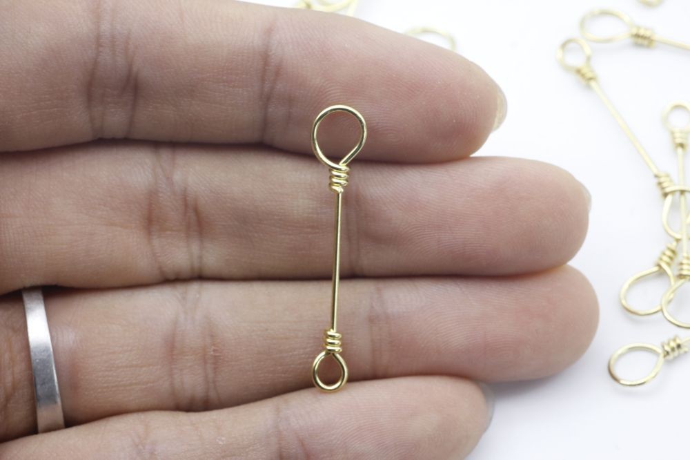 100Pcs Fishing Spinner Shaft Gold Stainless Steel Looped Wire Spinner Parts 35cm