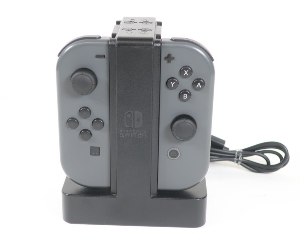 Nintendo Switch Joy-Con Charging Grip Gray Controller Holder w/ Charging Cable