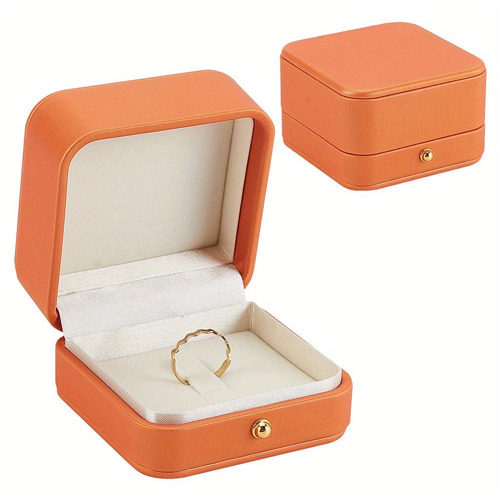 1pc PU Leather Brooch Jewelry box Coin Badge Storage Case with Tone Metal Clasps