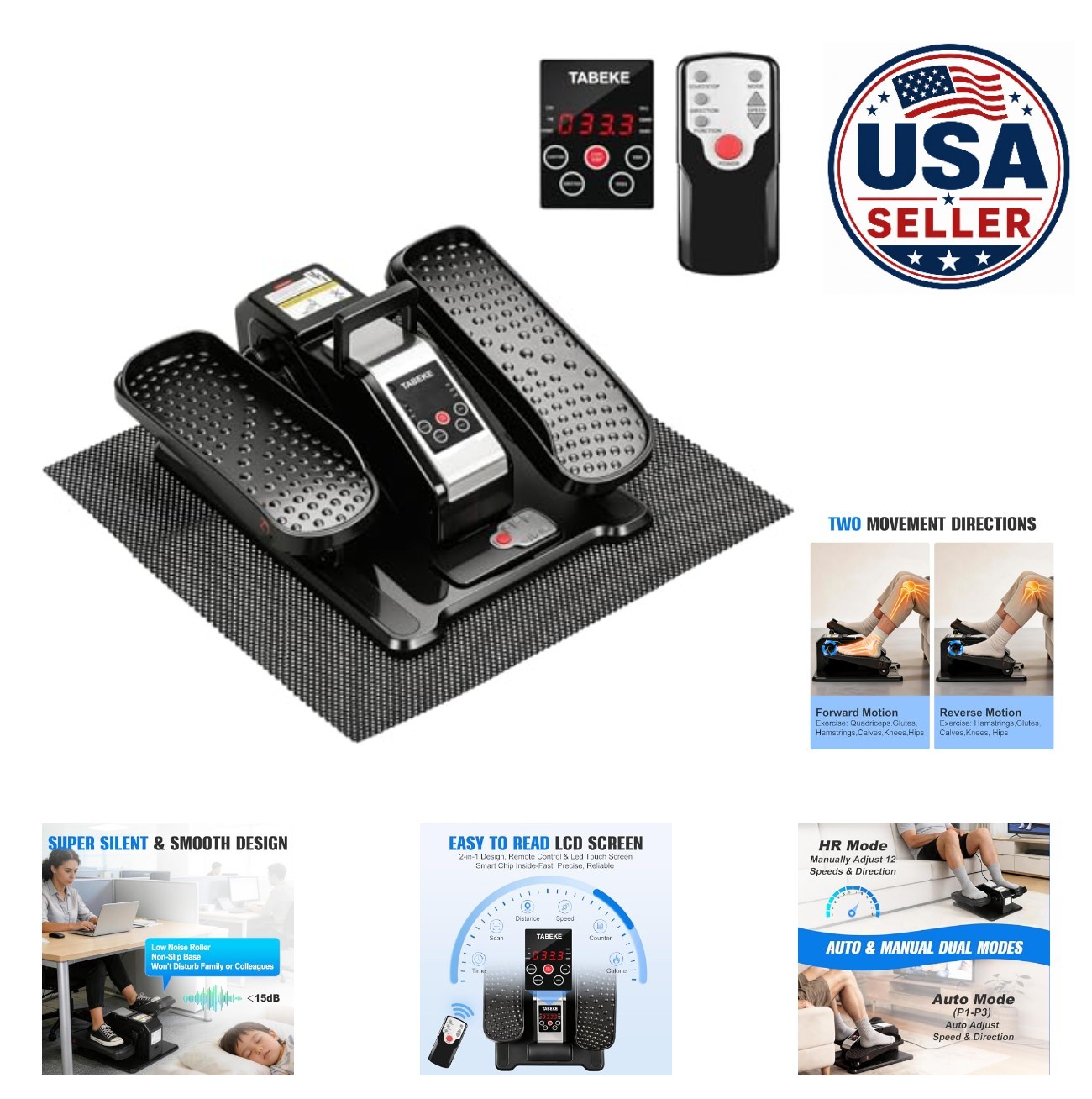 Under Desk Elliptical Machine Electric Seated Pedal Exerciser with Remote
