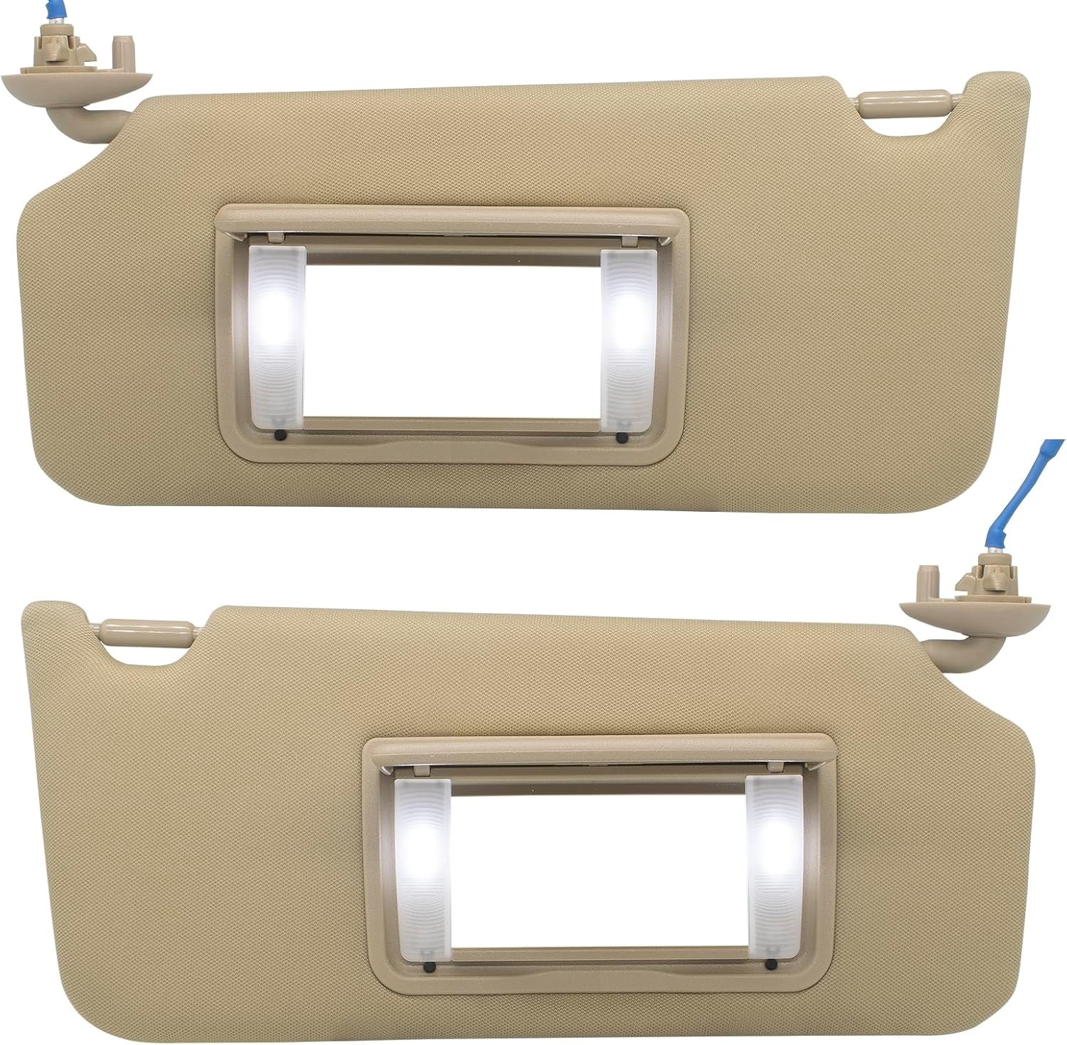 Pair Left Right Side Beige Sun Visor For Honda Accord 2008-2017 w/Light & Mirror