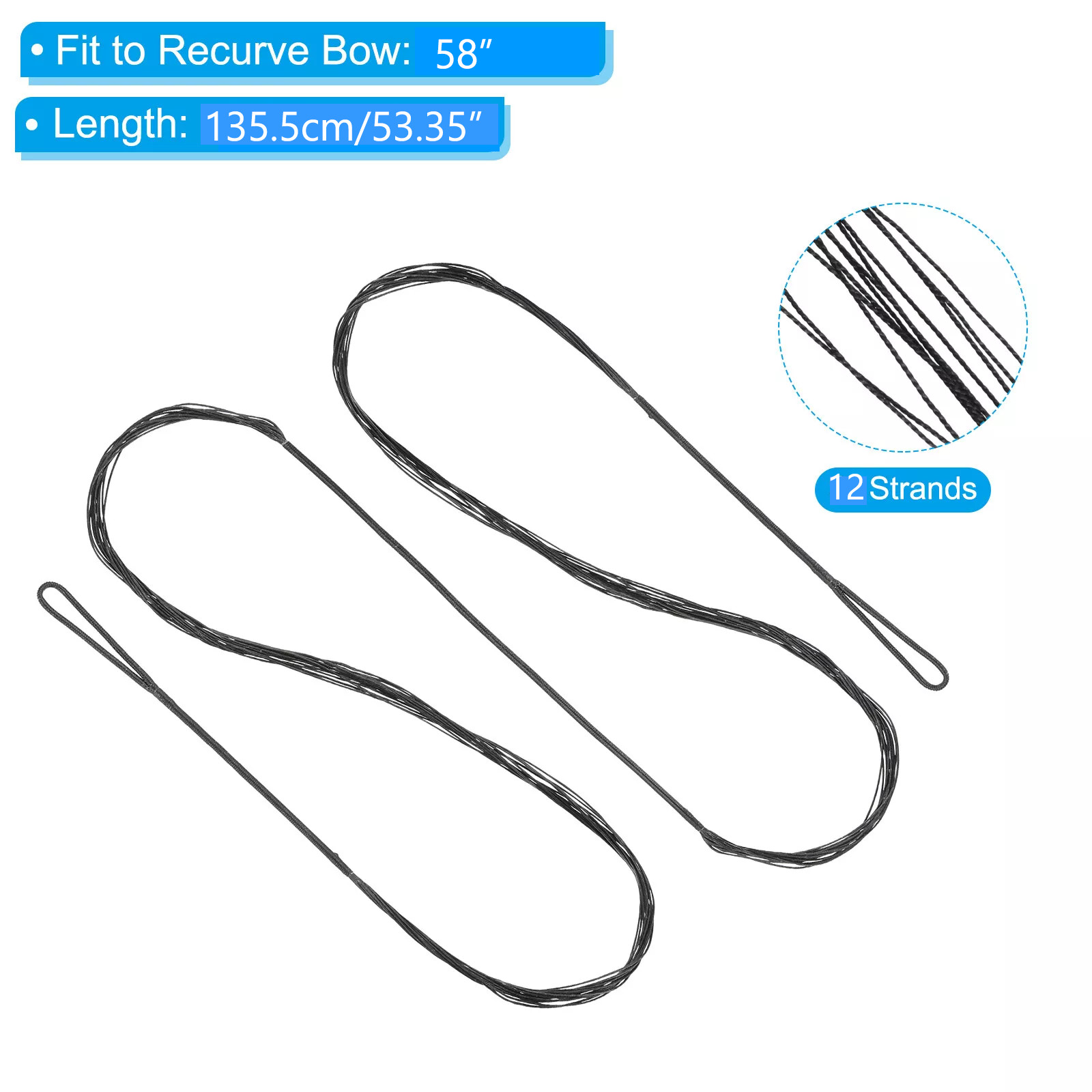 AMO 58" Bow Strings Replacement Archery for Recurve Long Bow Hunting Strings