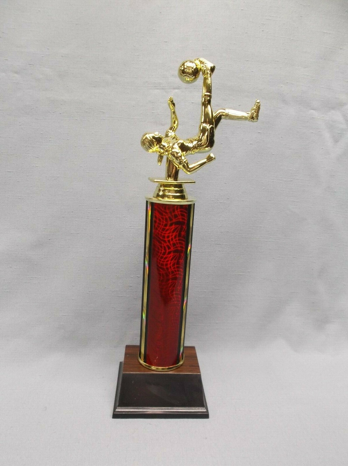 female biker kick SOCCER Award trophy red column
