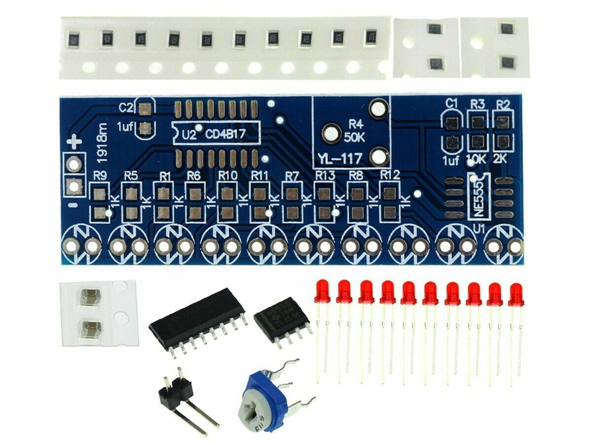 NE555+CD4017 Chaser Water Flowing Light LED Module DIY Soldering Practice Module