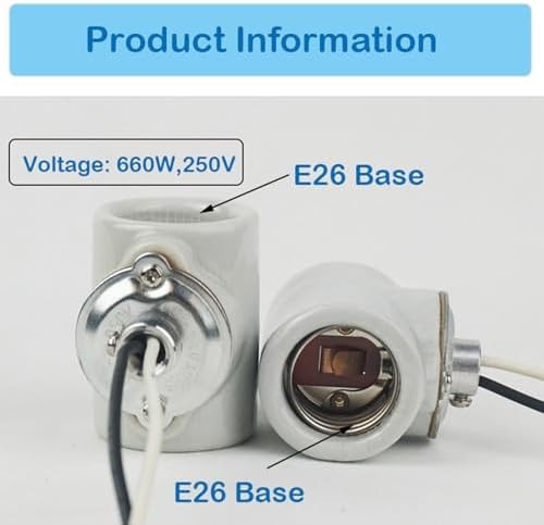 Twin Glazed Porcelain E-26 Socket with Flange Bushing,Porcelain Medium Base E...