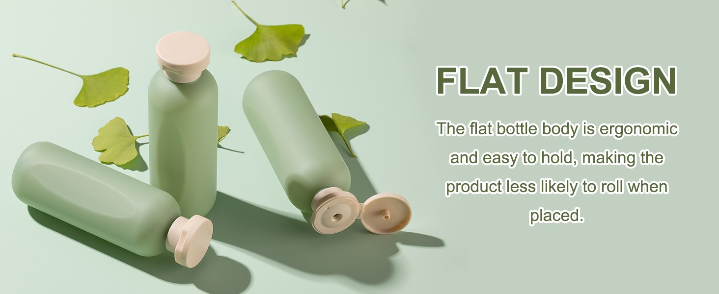 Empty Shampoo Bottles 6.7oz, Green Flip Cap Refillable Plastic, 4 Pack Set |