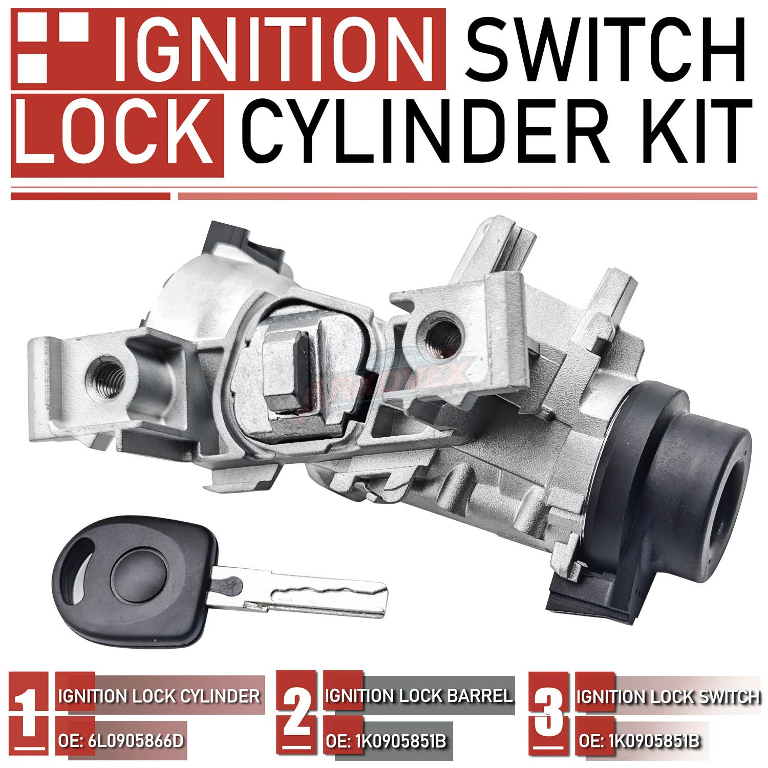 Ignition Switch With Lock Cylinder Key For Audi VW Golf Jetta Rabbit 2006-2011