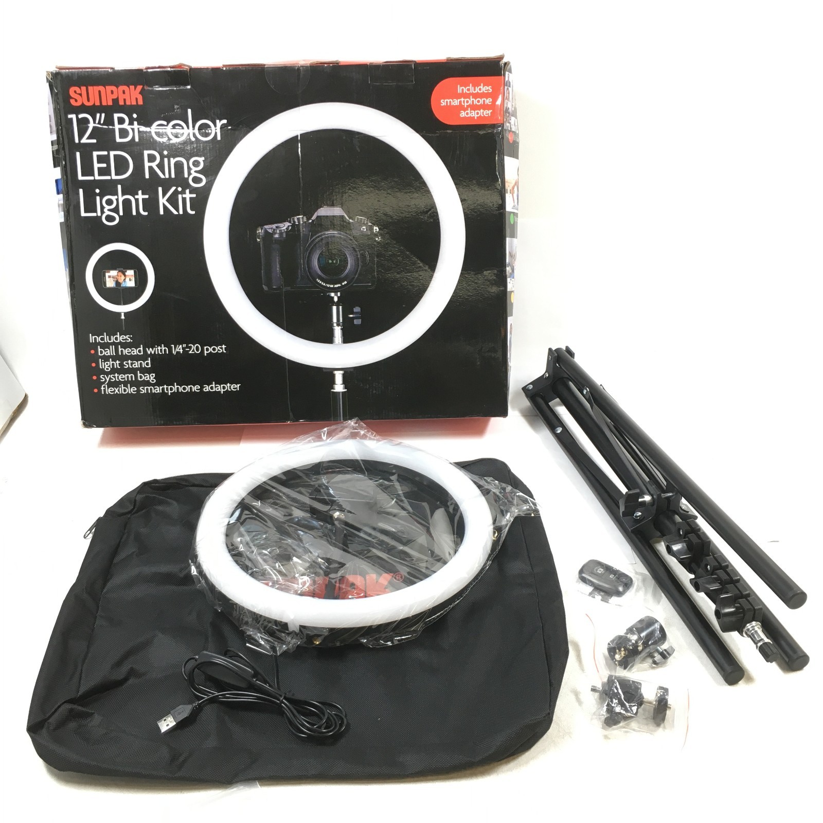 Sunpak 12" Bi-Color LED Ring Light Kit - VL-LED-162-12RL - Black (Open Box)