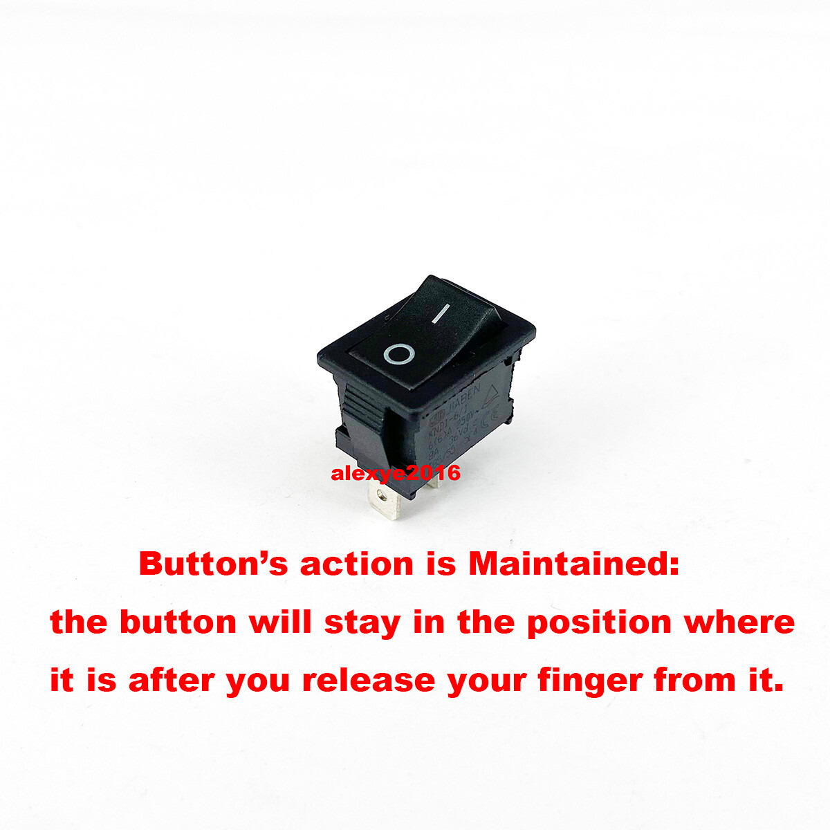 JIABEN KND1-6/1 Switch 2 Pins ON-OFF 2 Positions Button's Action is Maintained