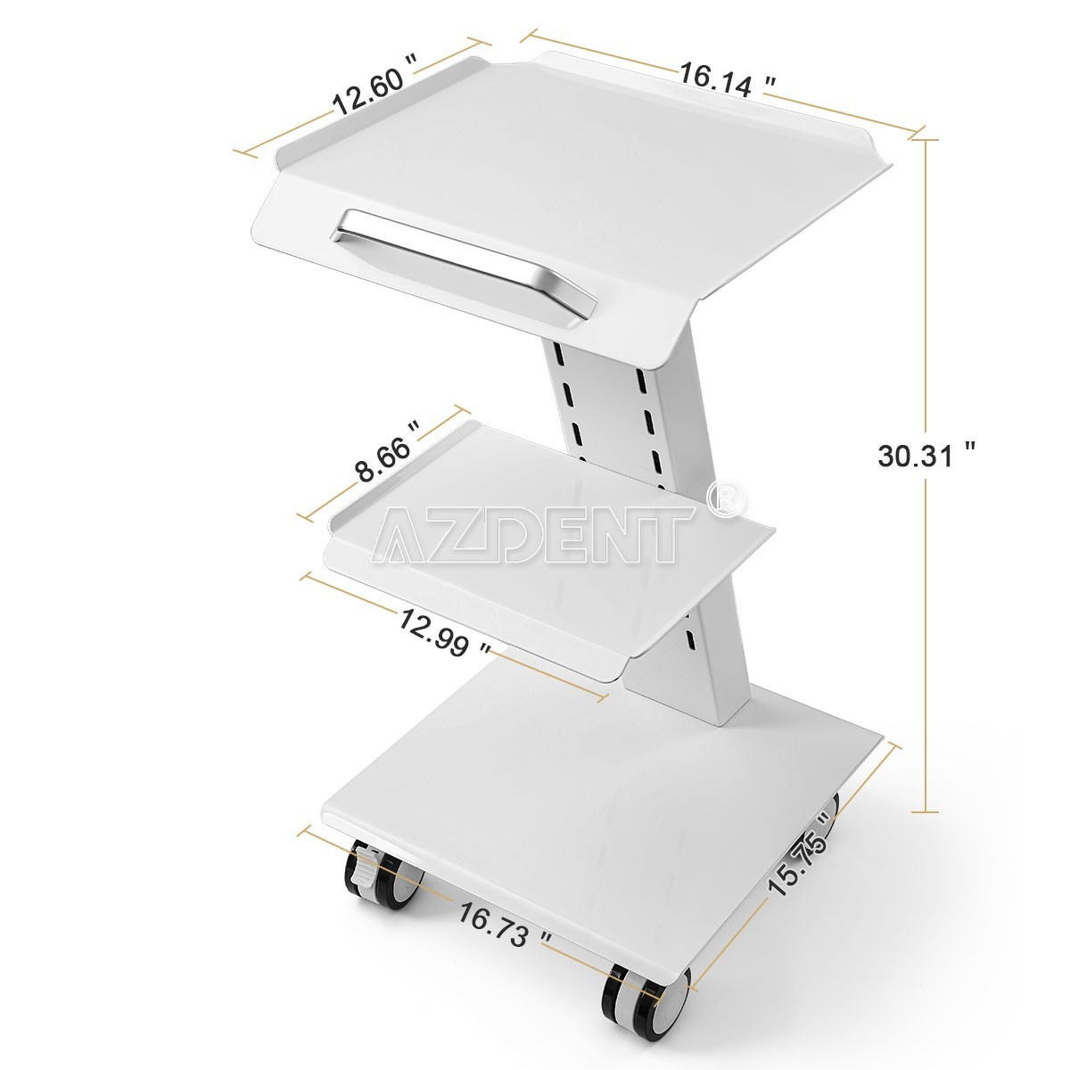 3-Layer Dental Lab Trolley Mobile Medical Cart /Multi-Function Trolley Cart