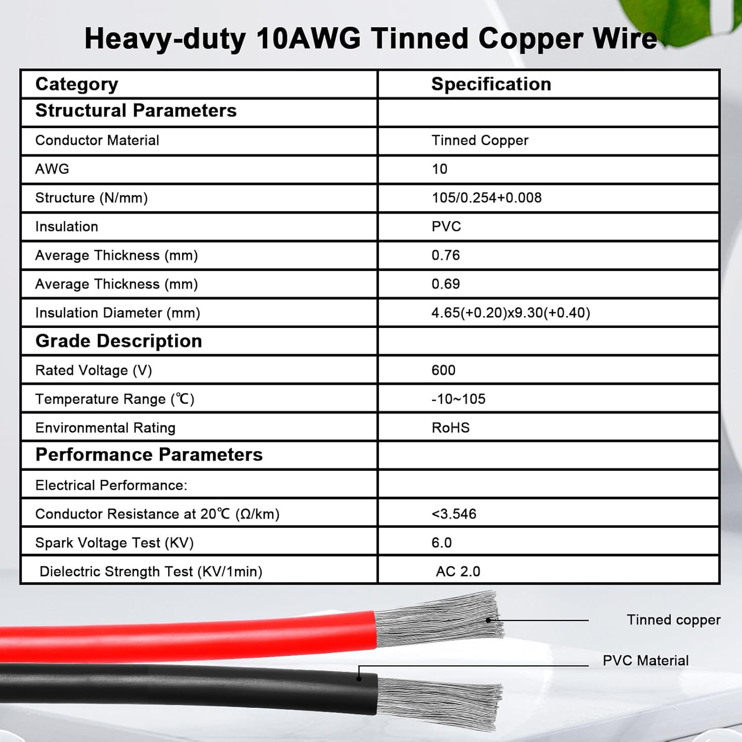 10AWG SAE to Solar Panel Connector Cable 10FT, Heavy-Duty Tinned Copper, 10 FT