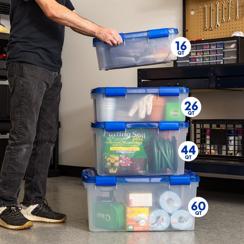 Airtight Clear Storage Bins W/ Lids Stackable Heavy Duty Organizing Totes New